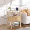thumbnail image 5 of LEYAOYAO End Tables Set of 2 for Living Room with Charging Station, Side Table with Drawer and Adjustable Storage Shelf, Natural Oak, 5 of 9