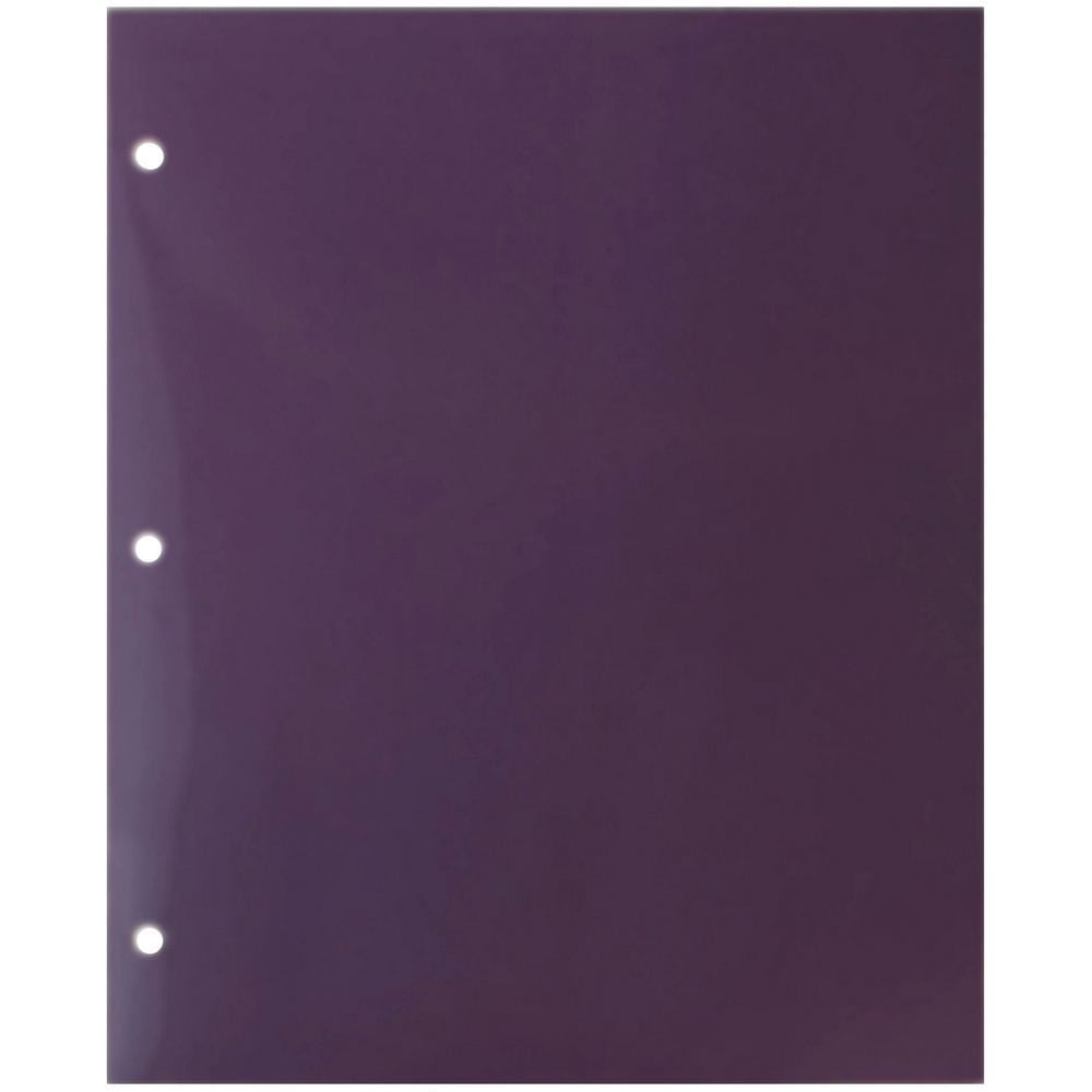 JAM Paper Glossy 3 Hole Punch Folders, Purple, 50/Pack