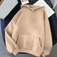 thumbnail image 2 of ShomPort Women Casual Fall Winter Hoodies Pullover Long Sleeve Sweatshirt Front Pocket Solid Color Tops, 2 of 4