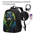 thumbnail image 2 of Balery Realistic Style Wolf Warrior Mochila con carga USB para hombre y mujer - Mochila impermeable y antirrobo para portátil con puerto USB para viajes, trabajo, estudios y universidad, 2 of 7