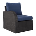 thumbnail image 1 of CorLiving Brisbane Rust-Resistant Resin Wicker and Steel Left Arm Outdoor Patio Sectional Piece with Cushions, Charcoal Grey/Navy Blue, 1 of 9