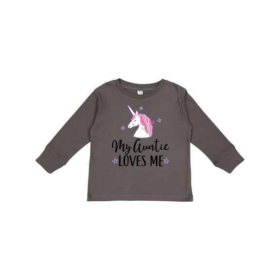 Inktastic My Auntie Loves Me Unicorn Girls Long Sleeve Toddler T-Shirt