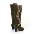 thumbnail image 4 of hopeusnice Women's Knee High Boots Fuzzy Fleece Lined Buckle Winter Warm Suede Boots Chunky Heel Comfortable Stylish Outdoor Snow Boots Khaki 39, 4 of 5