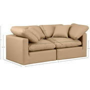 Meridian Furniture Indulge 140 Vegan Leather Modular Sofa in Tan