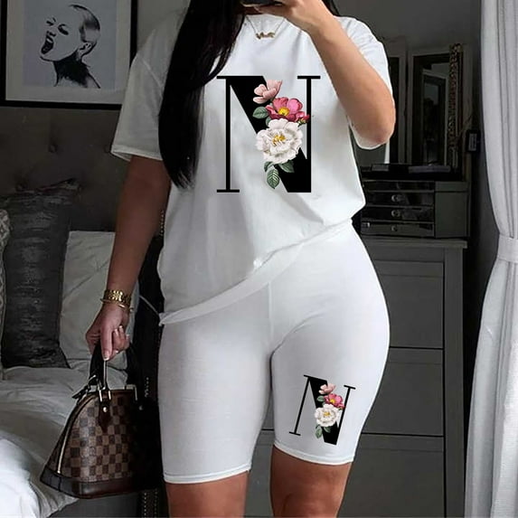 Azrian Casual Women's Short for Summer Women's fashion sexy summer two-piece loose casual T-shirt shorts hot pants set