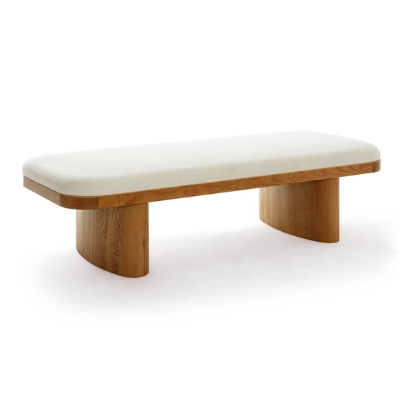 TOV Furniture Ollie White Performance Boucle Large Bench