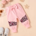 thumbnail image 6 of Kwasome Summer Girls Outfits Toddler Baby Letter Leopard Print Top+Bow Trouser Pants Outfits Set Baby Clothes Girls 18-24 Months Pink, 6 of 10