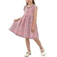 thumbnail image 2 of Cute Summer Dress for Girls with Bowknots 2-8Y Sleeveless Travel Party Casual A-line Short Sundress (7-8 Years, Pink 01), 2 of 8