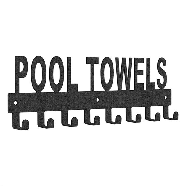 Outdoor Wall Mount Towel Holder, Pool Towel Rack with Hooks for
