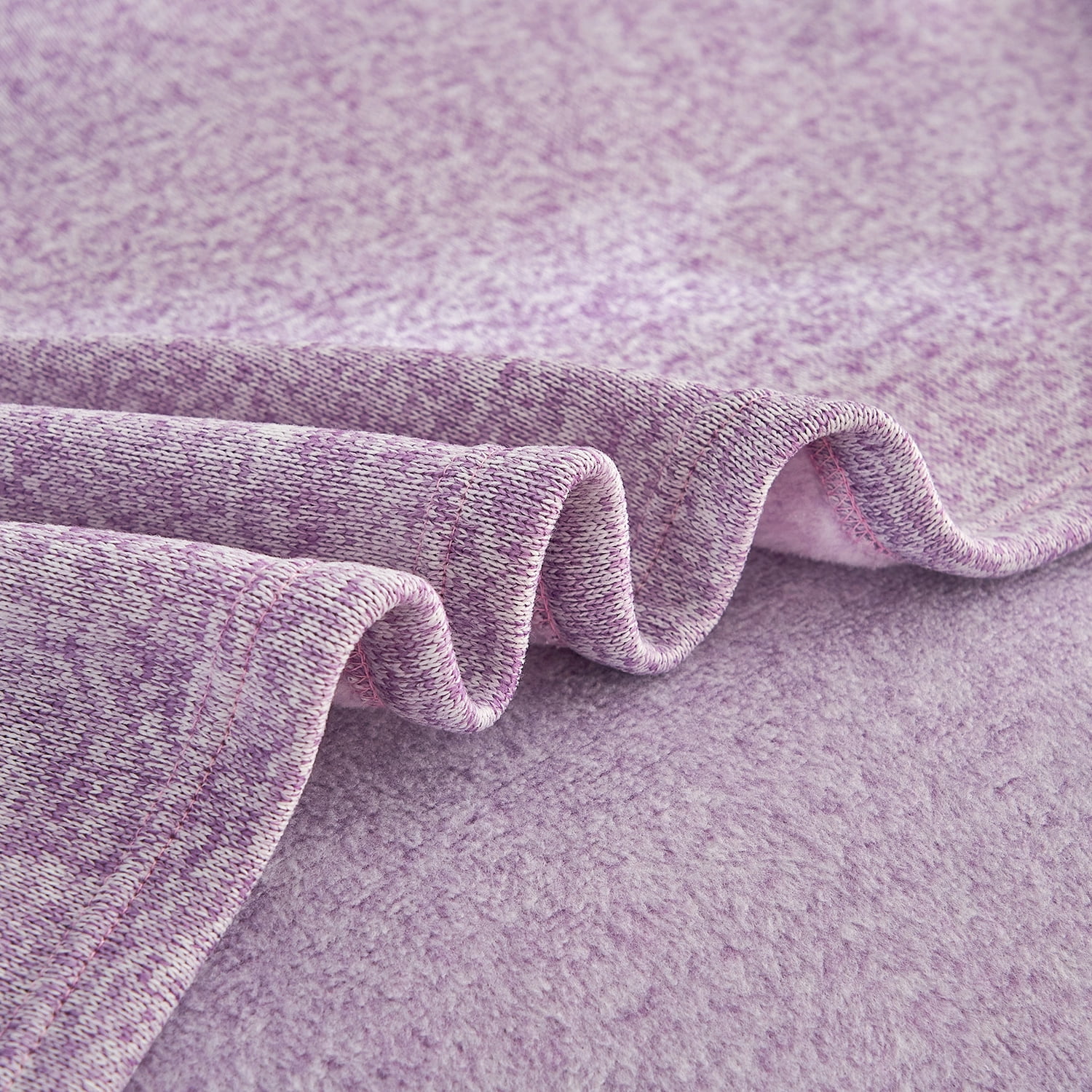 JML Knit Blanket Queen 3 Piece (90"x90") with 2 Shams - Soft Jersey Blanket, Purple/White