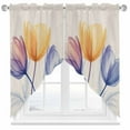 thumbnail image 2 of X-ray Floral Swag Curtain Valance for Windows, Yellow Brown Tulips Blue Leaf Spring Retro Window Treatments Short Swag Topper for Kitchen Windows Bathroom Bedroom, 36"x63", 2 of 8