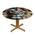 thumbnail image 3 of WYYP Colorful Lion Round Tablecloth Waterproof 100% Polyester Fiber Full Width Single-Sided Printing White, 3 of 8