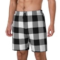 thumbnail image 1 of Balery White And Black Plaid Bañador para hombre, shorts de playa de secado rápido con entrepierna y forro de compresión-Medium, 1 of 6