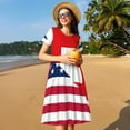 thumbnail image 4 of Fotbe Robe Motif Suisse USA Décontractée Mode Femme Manches Courtes Robe Maxi Robe T-Shirt Rayée Longue à Blocs de Couleur, 4 of 6