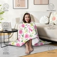 thumbnail image 4 of Wearable Blanket,Pink Breast Cancer and Pioneer Flower Hooded Wearable Sherpa Blanket for Adults & Teens,Winter Poncho Shawl Wrap Cape Thick Warm,50"x60", 4 of 5