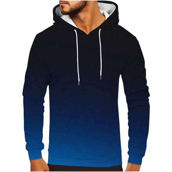 Bpyeka Men's Big & Tall Gradient Print Hoodie, Long Sleeve Pullover Sweatshirt 3XL-6XL