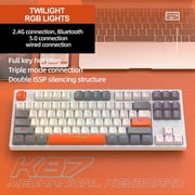 ZIYOULANG K87 Mechanical Keyboard, TKL 87 Keys Wireless 2.4GHz/Bluetooth 5.1/Wired Custom Coiled USB C Cable RGB Gaming Keyboard, Hot-Swappable Red Switch for PC PS5 PS4 Xbox one Mac Cherry MX