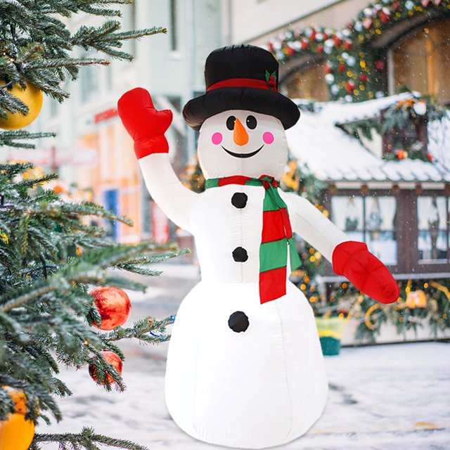 Modelo inflable de Navidad muñeco de nieve que lleva sombrero guantes Wdftyju rojos con luz para jardín césped decoración de fiesta estaca accesorios juguetes para el hogar