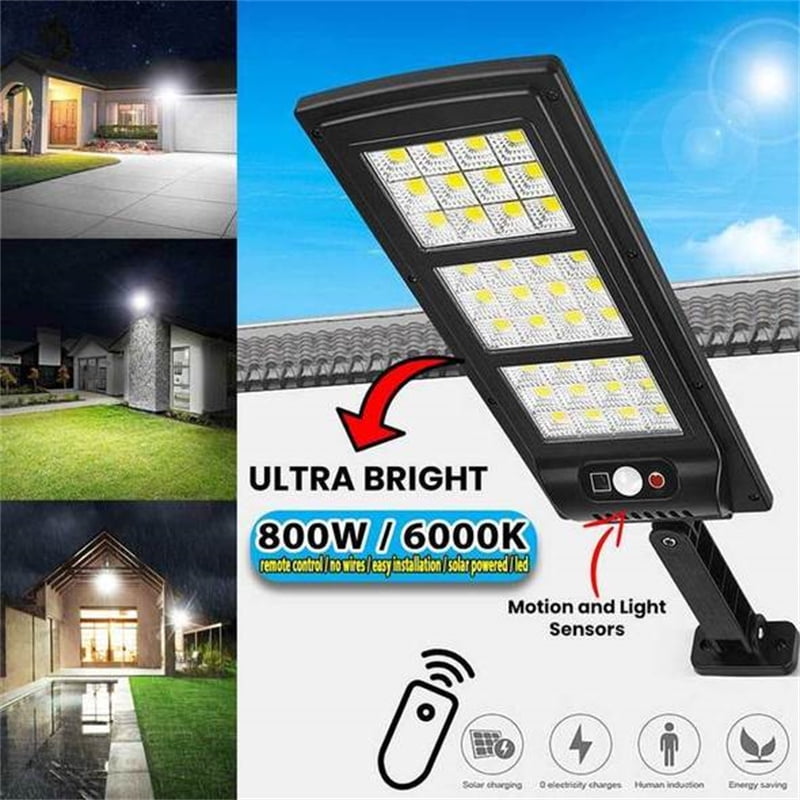 Solar LED Lamp 6000K Street Light with Remote Control 3 Function Human Body Induction Light Outdoor Yard - Walmart.com