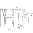 thumbnail image 2 of 2xhome Set of 2 Modern Contemporary Designer Dining Chairs Molded Plastic Indoor Outdoor Patio Elbow Chairs, Red, 2 of 11