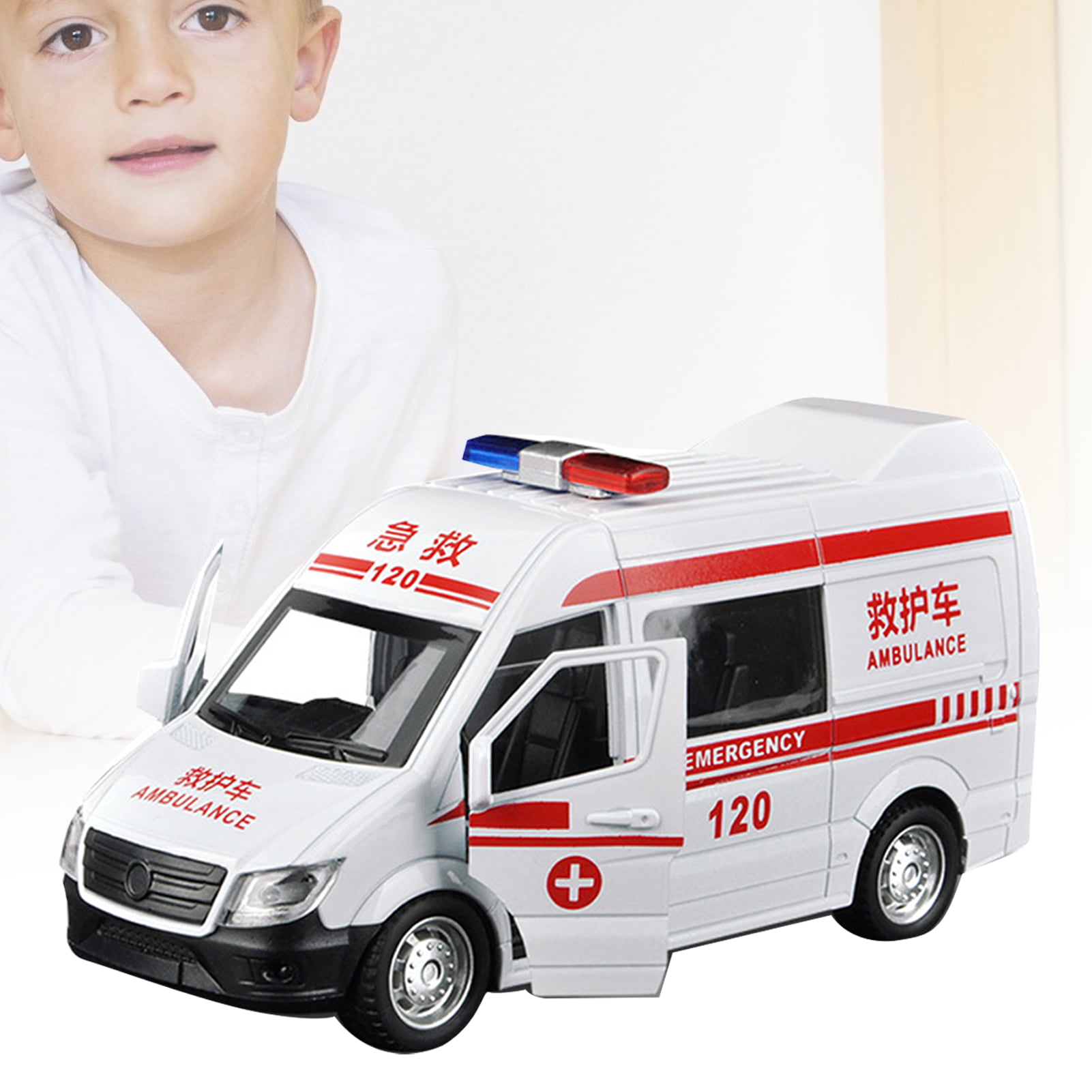 Children Kids Wooden Ambulance Puzzle Toy Action Vehicle Gift Boys Pull Van Car 