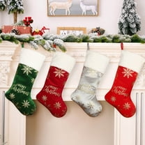 Xuniizn Christmas Stockings Bulk, Assorted Festive Xmas Stockings for Fireplace Mantel Decor, Traditional Holiday Ornaments, Christmas Decorations for Home, 100%Polyester, Green