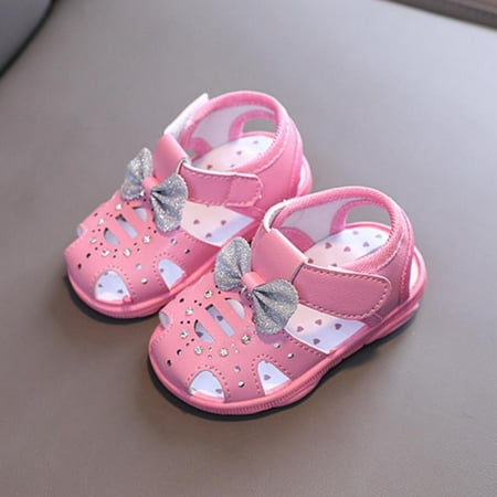 

Infant Baby Girl Casual Sandals Princess Flats Summer Outdoor Beach Shoes Breathable Soft Anti Slip Rubber Sole Newborn Toddler Pre Walker First Walking Shoes