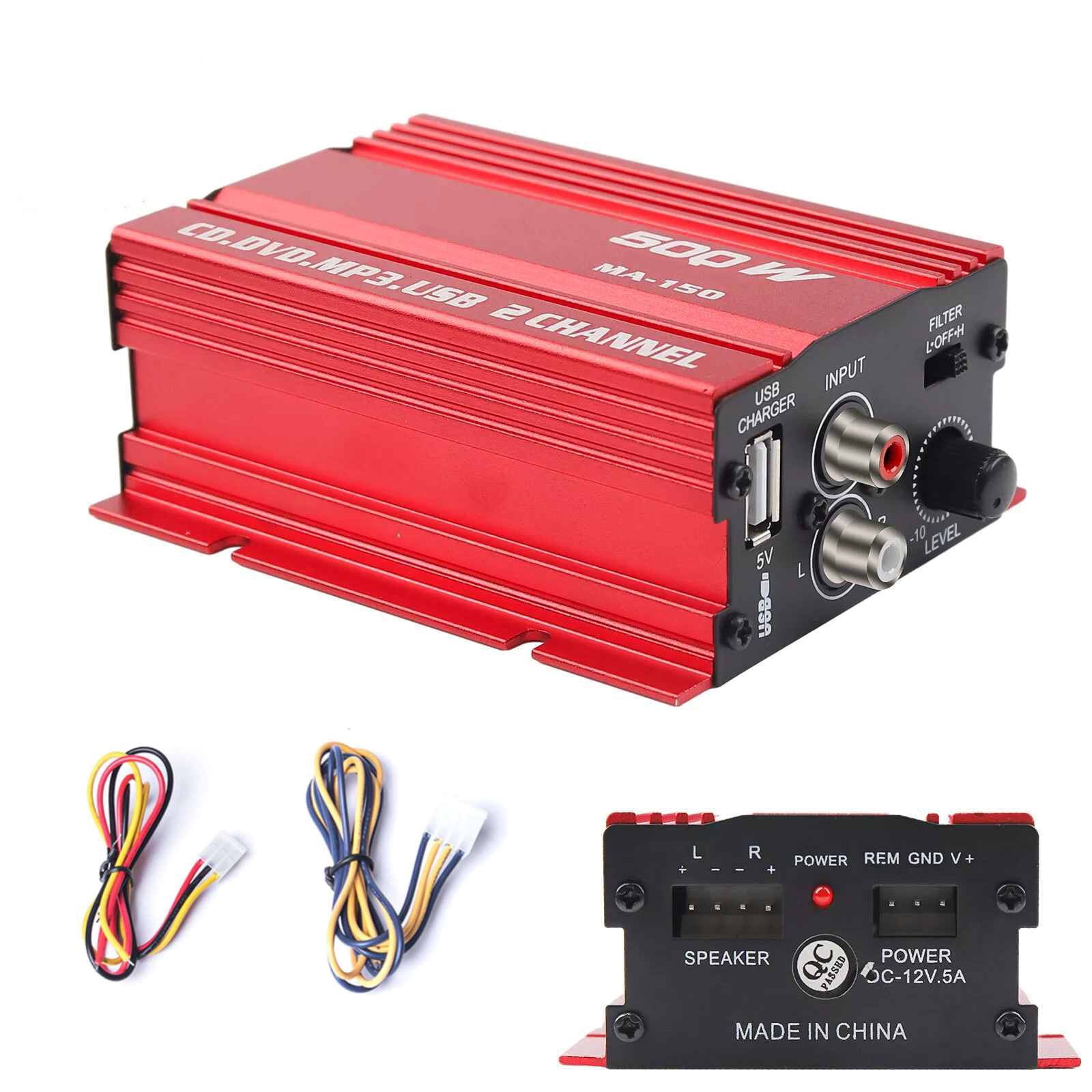 MA-150 Compact Audio Amplifier for Motorcycles Powerful Sound Output with Overload Protection & Lightweight Body