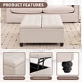 thumbnail image 5 of Ottoman with Storage, 35" Extra Large Storage Ottoman Coffee Table with Lift Top, Oversized Square Ottoman with Storage for Living Room, Tufted Linen Ottoman Foot Rest for Bedroom, 5 of 8