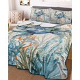 thumbnail image 3 of Quilts Twin Size, Coastal Crab Soft Comforter Bedding Set for Bed, Vintage Summer Beach Coral Ocean Lightweight Quilted Bedspread with Pillow Cover(2 Pieces) for All Season, 68x86 Inch, 3 of 6