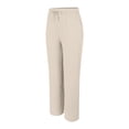 thumbnail image 6 of QASIEATN Women's High Waist Side Pockets Wide Leg Casual Elastic Waist Rayon Wide Leg Pants Flowing Beach Pants, 6 of 9