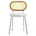 thumbnail image 3 of Glamour Home Azem 19.2" Fabric & Rattan Dining Chair in White (Set of 2), 3 of 7