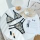 thumbnail image 4 of Conjunto de ropa interior sexy con sujetador y flores bordadas en tres dimensiones y tres puntos, 4 of 5