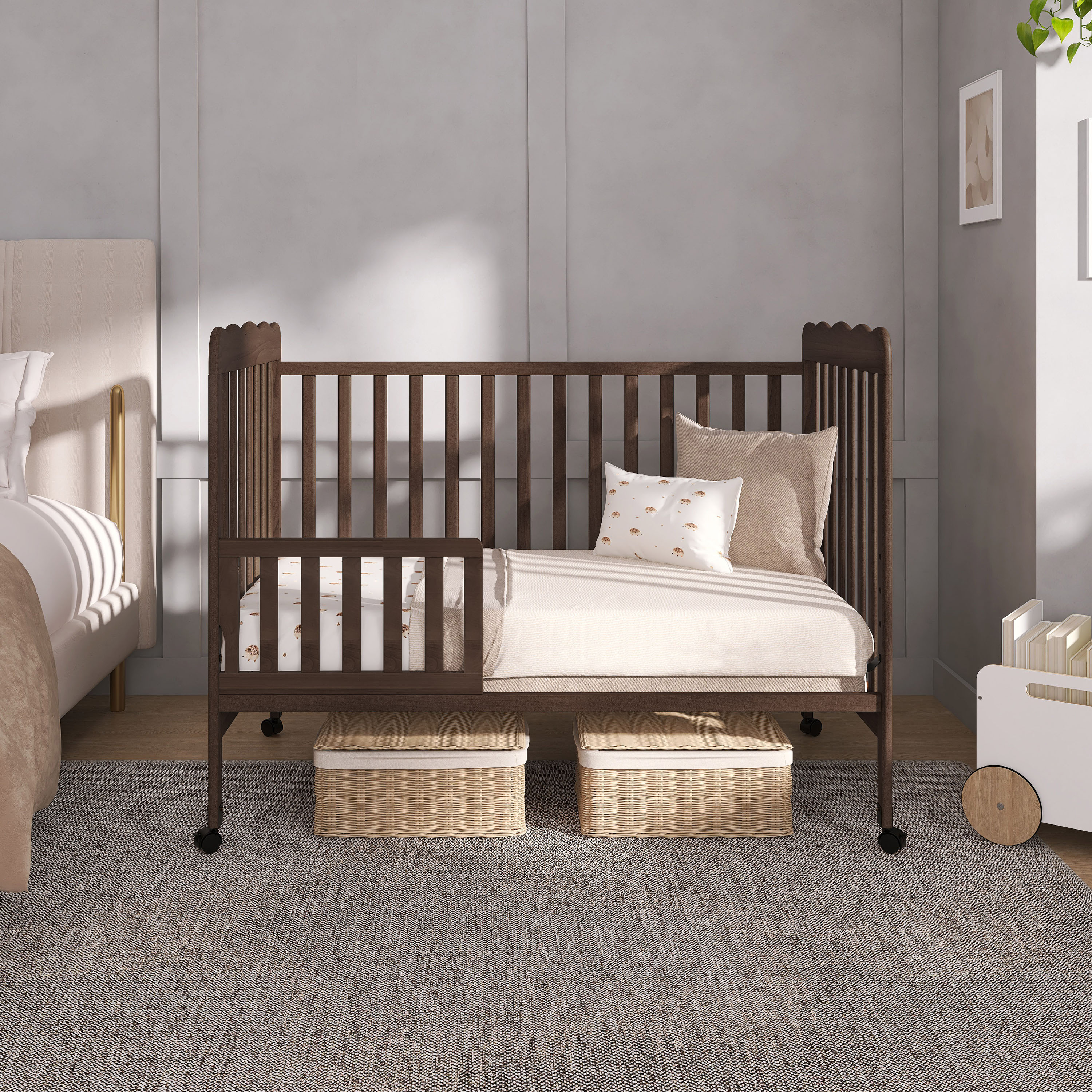 Dream On Me Carson Classic 3-in-1 Convertible Crib in Smokey Oak, Greenguard Gold Certified