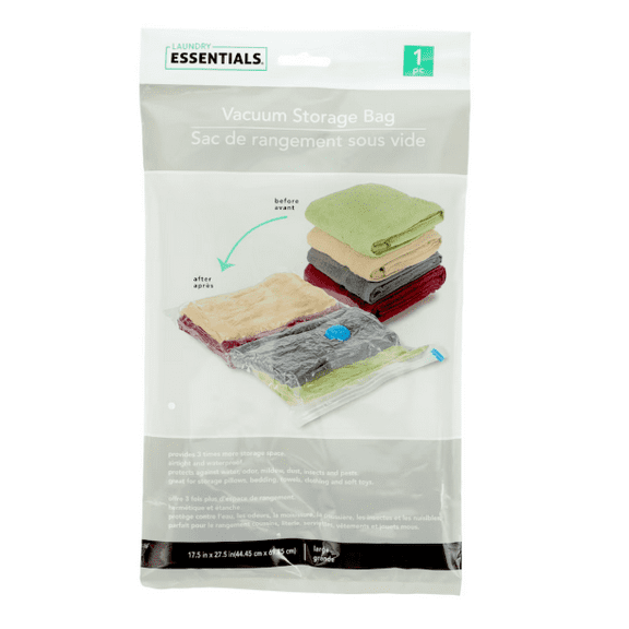 6-Pack Vacuum Storage Bags, Large 17.5 x 27.5 in, Space-Saving Airtight Seal for Clothes, Towels & Bedding