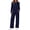 Navy, variant on Fantaslook 2 Piece Womens Lounge Sets Casual Travel Outfits Fall Matching Sweatsuits Long Sleeve Sweatshirt and Wid Leg Pant Pajamas Set
