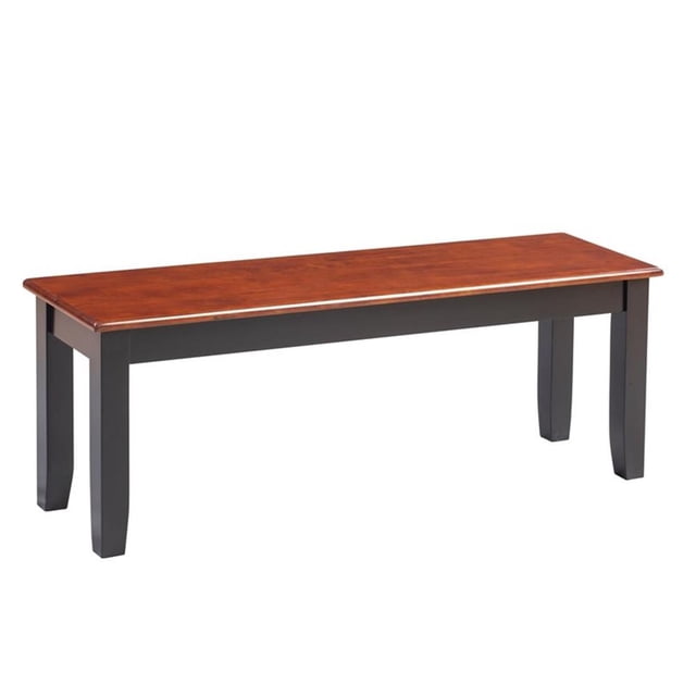 Pemberly Row Rubberwood Backless Dining Bench in Black/Cherry