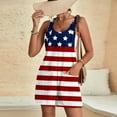 thumbnail image 2 of Penkiiy Independence Day Women's Overalls Usa Flag Print Sleeveless Suspender Rompers One Piece Jumpsuit Shorts with Pockets L Multicolor, 2 of 5