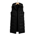 thumbnail image 6 of Cmfcve Womens Plus Size Puffer Vest Long Hooded Sleeveless Jacket Zip Snap Front Winter Casual Layering Outerwear, 6 of 9