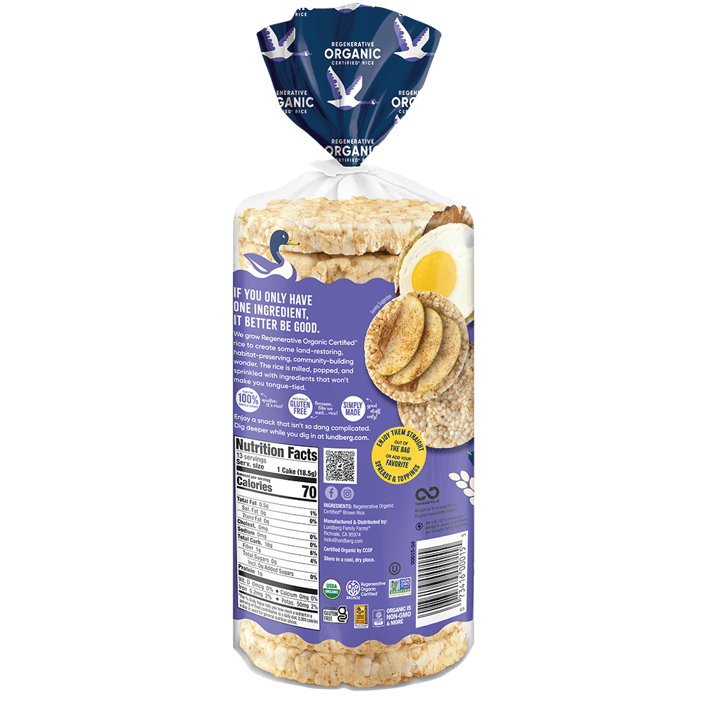 Pack of 6, Lundberg Organic Salt-Free Brown Rice Cakes, 8.5 oz