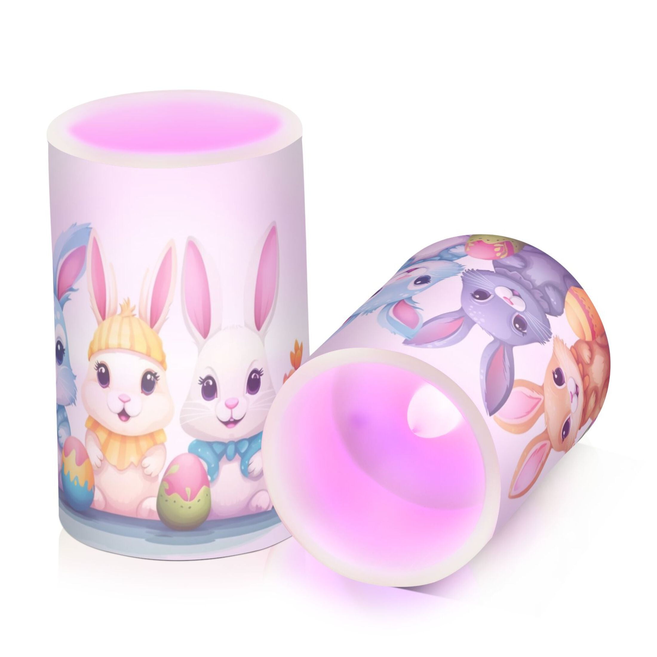 Cute Rabbit and Easter Egg Flameless Candles with Remote Timer LED Battery Operated Flickering Candle Light for Festival Wedding Home Party