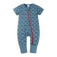thumbnail image 2 of IROINNID On Sale Cotton Neutral Onesies Summer Newborn Baby Girls Boys Bodysuit Short Sleeve Printed Zipper One-piece Romper Jumpsuit,Navy, 2 of 3