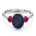 thumbnail image 3 of Gem Stone King 3.70 Ct Oval Blue Sapphire Red Ruby 925 Sterling Silver Ring (Size 9), 3 of 6