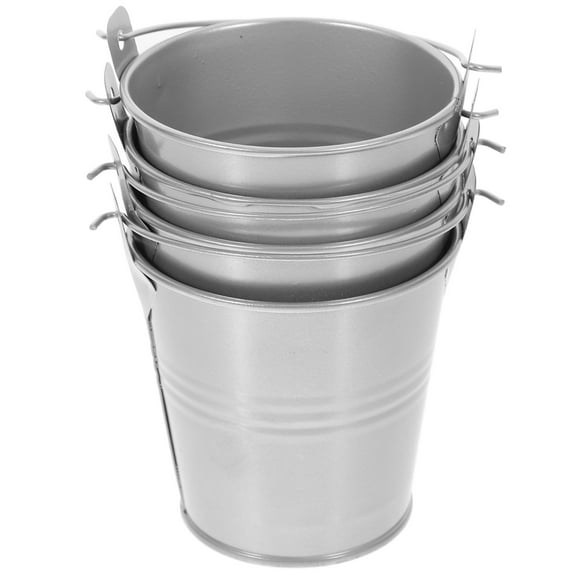 OUNONA 4-Pack Tin Planter Buckets for , Round Garden Pots, Balcony and Indoor Decorative Plant Containers