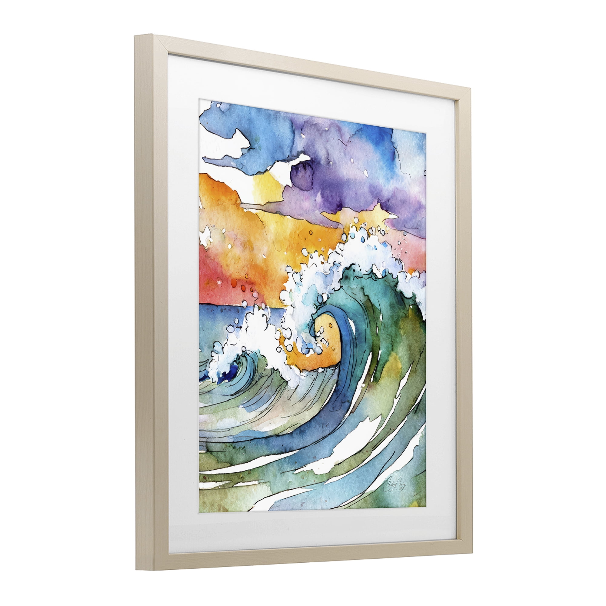 Stupell Industries Vibrant Sunrise Surf Birch Framed Print Under Glass, design by Shelly Craig