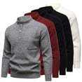 thumbnail image 5 of Chiccall Stand Collar Sweaters for Men Thickened Knit Quarter Button Long Sleeve Pullover Sweater with Pocket, 5 of 5