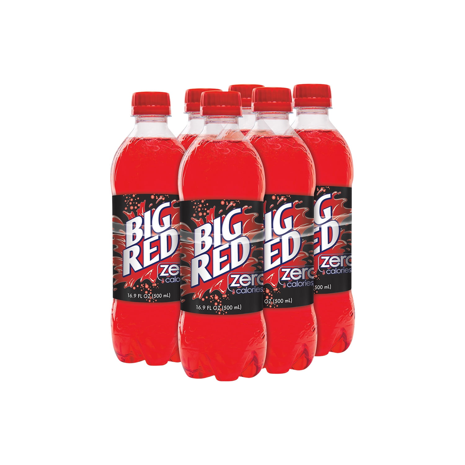 Big Red Zero Sugar Soda Pop, 16.9 fl oz, 6 Pack Bottles
