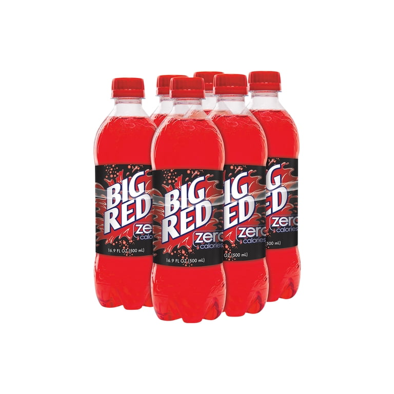 Big Red Zero Sugar Soda Pop, 16.9 fl oz, 6 Pack Bottles