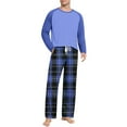 thumbnail image 2 of Mens Pjs Sets Color Block Pajamas Sets Plaid Fannel Pajama Bottoms Cotton Lounge Pants Trendy Soft Long Sleeve Pjs Tops Sleepwear, 2 of 7