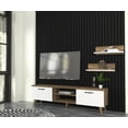 thumbnail image 3 of DORPEK, Tv Stand for TVs up to 65", Media Stand with Large Tabletop, Entertainment Center with 2 Storage Cabinet,Entertainment Unit with Plastic Legs, Leiston Tv Sta, 3 of 8